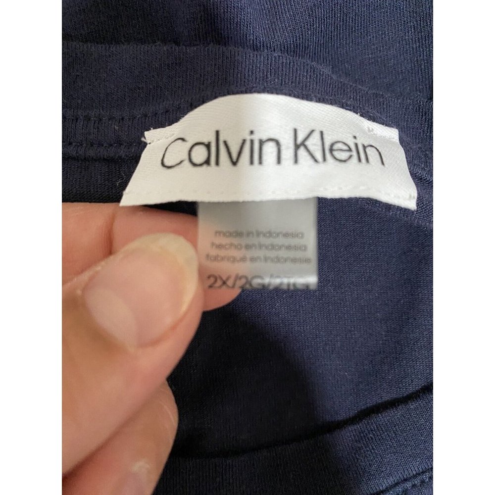 Calvin Klein Womens Casual Shirt Dress Navy Blue Spell Out Knee Length Size XXL - Picture 8 of 13